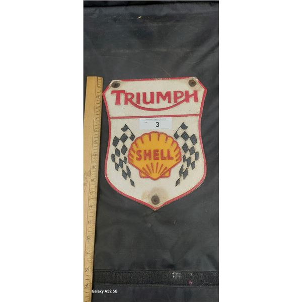 Die cast Triumph/Shell plaque, nice reproduction