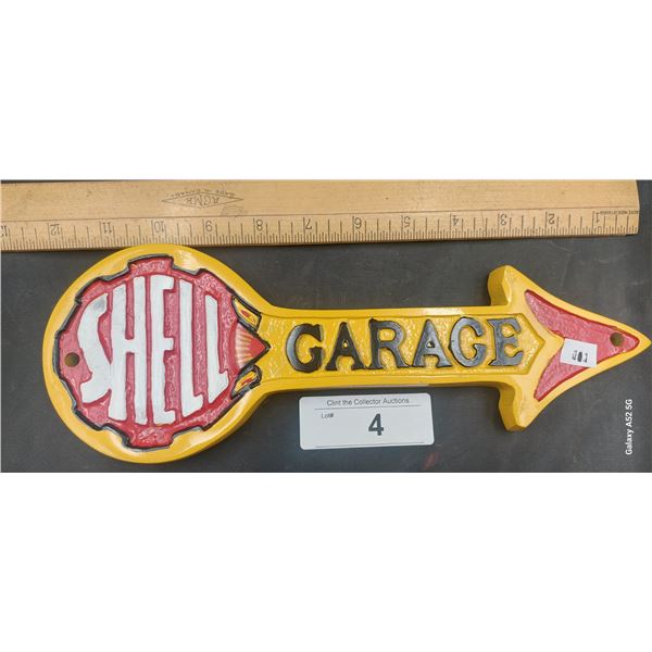 Heavy cast Shell Garage sign, nice reproduction