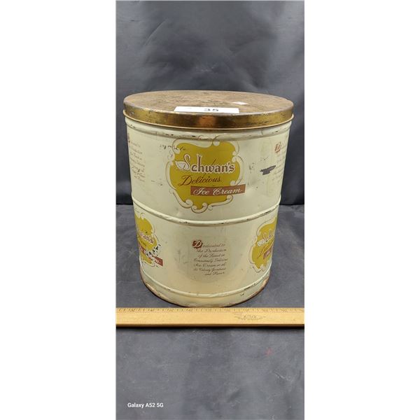 Large vintage tin Schwan's delicious ice cream