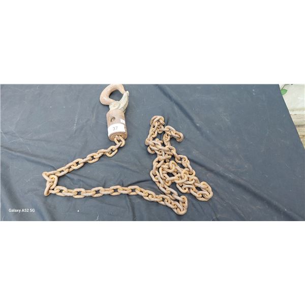 Vintage chain & hook for block & tackle