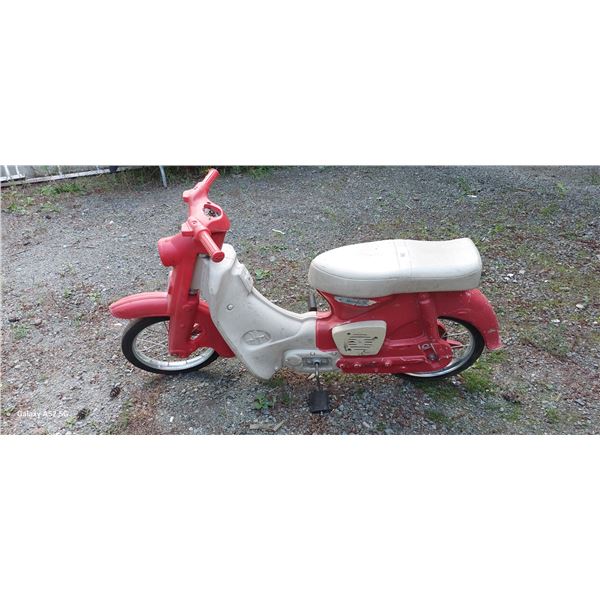 Vintage child's pedal scooter/moped 44" long