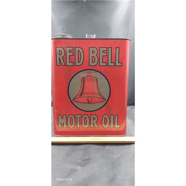 Gorgeous 2 gallon Red Bell Motor Oil can, Rare!!