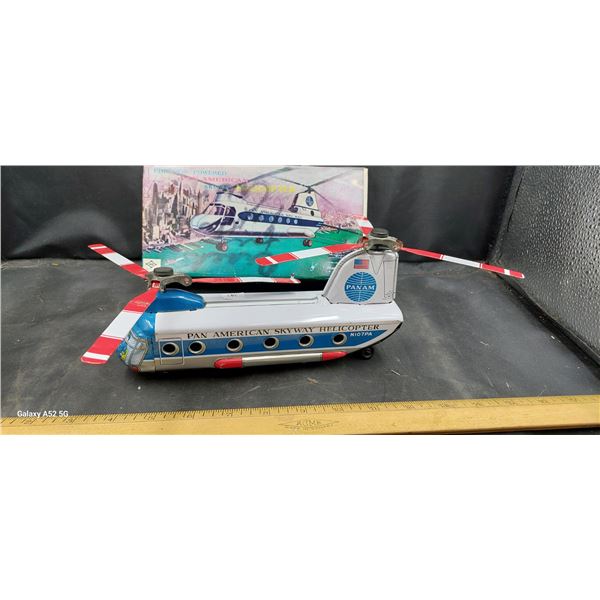 Very rare Pan Am tin helicopter vintage toy with box