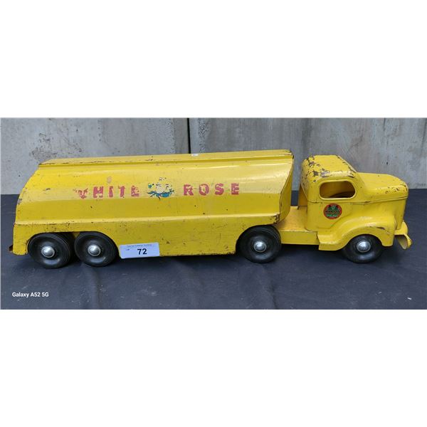 50s Minitoy White Rose tanker truck 27"