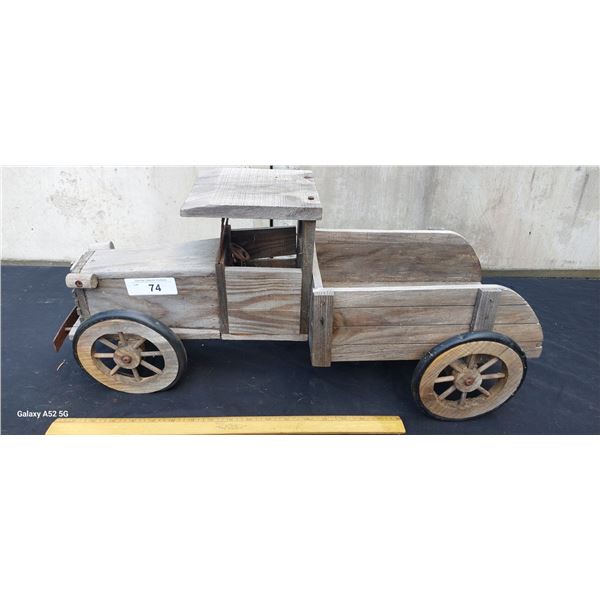 Large vintage wood model Ford truck, approx 26"x11"