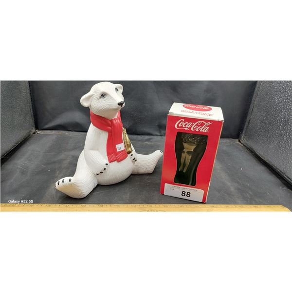Coca-Cola bear figure and Coke glass NIB