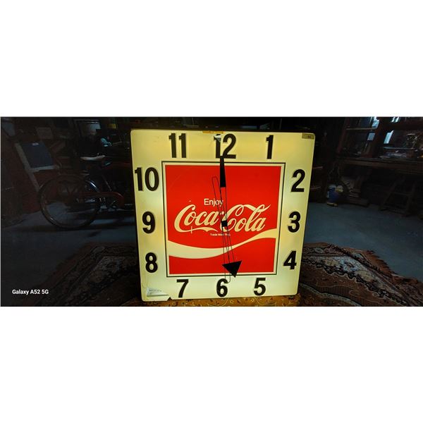 Large vintage Coca-Cola sports arena clock. Some damage to plastic as per pics