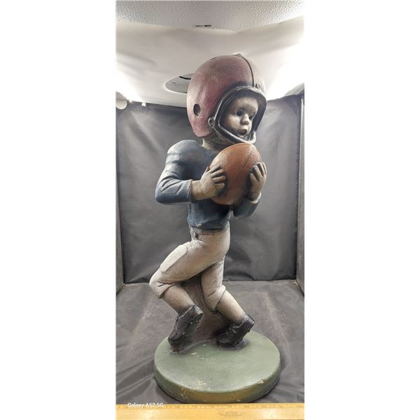 Vintage football player concrete statue, 22" tall