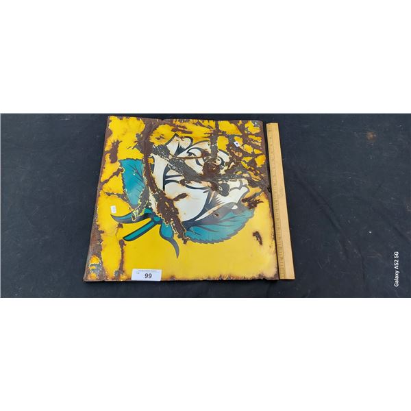 Antique post sign White Rose porcelain 18"x17"