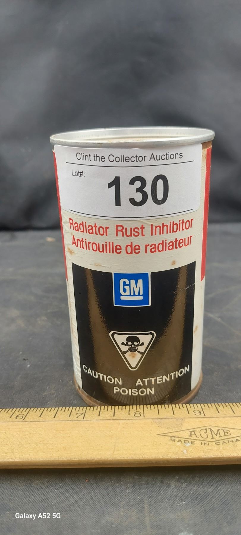 Vintage paper label GM Radiator Rust Inhibitor can, full