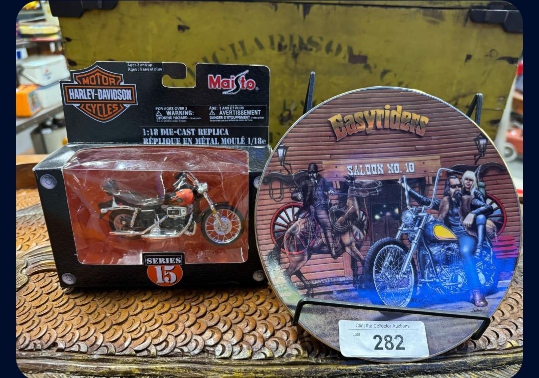 Easy Riders Collectors Plate And Die cast Harley