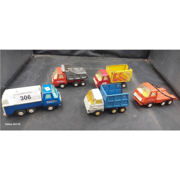 5 Vintage metal Tonka trucks pressed steel