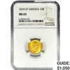 Image 1 : 1874 .1296oz. Gold ST Sweden 10 Kroner NGC MS65