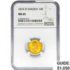 Image 1 : 1874 .1296oz. Gold ST Sweden 10 Kroner NGC MS65