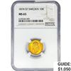 Image 1 : 1874 .1296oz. Gold ST Sweden 10 Kroner NGC MS65