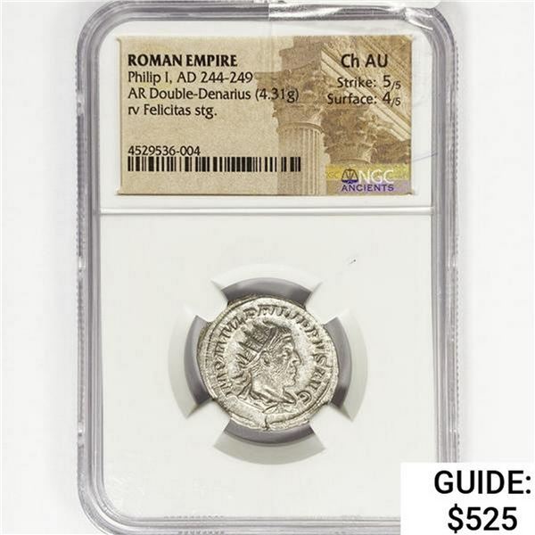 AD 244-249 Roman AR Double-Denarius NGC Ch AU