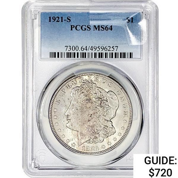 1921-S Morgan Silver Dollar PCGS MS64