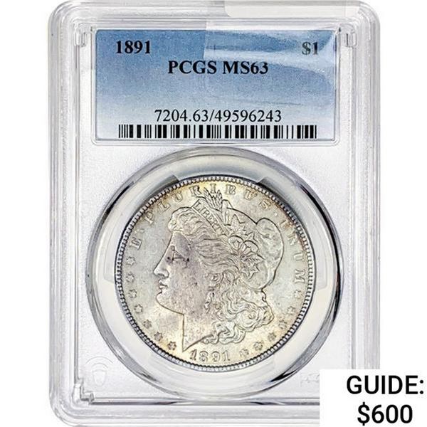 1891 Morgan Silver Dollar PCGS MS63