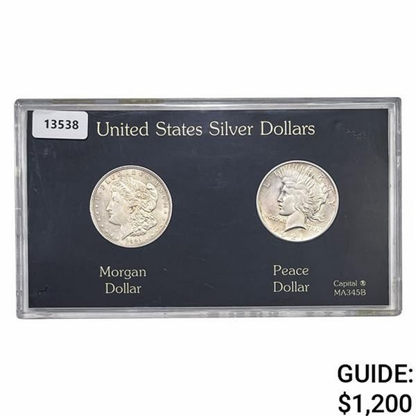 1921 Morgan and Peace Dollar Set [2 Coins]