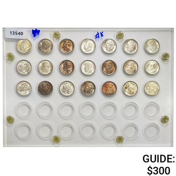 1946-1952 Gem BU Roosevelt Dime Collection [21 Coins]