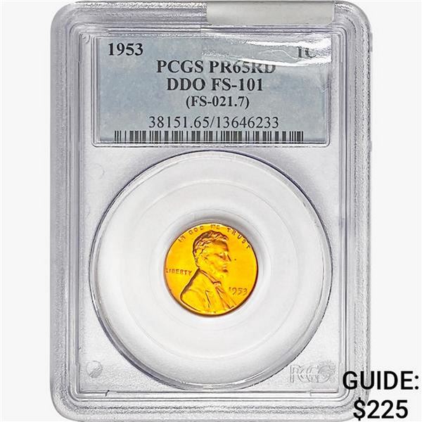 1953 Wheat Cent PCGS PR65 RD DDO FS-101