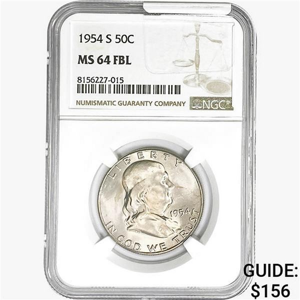 1954-S Franklin Half Dollar NGC MS64 FBL