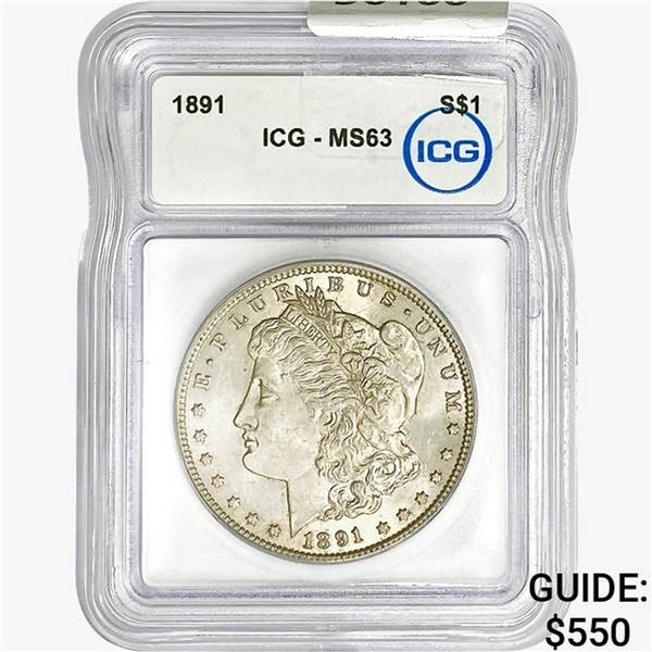1891 Morgan Silver Dollar ICG MS63