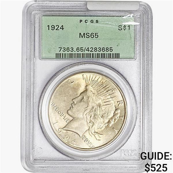 1924 Silver Peace Dollar PCGS MS65