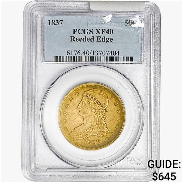 1837 Capped Bust Half Dollar PCGS XF40 Reeded Edge