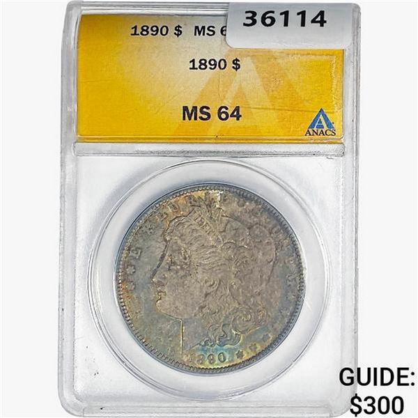 1890 Morgan Silver Dollar ANACS MS64