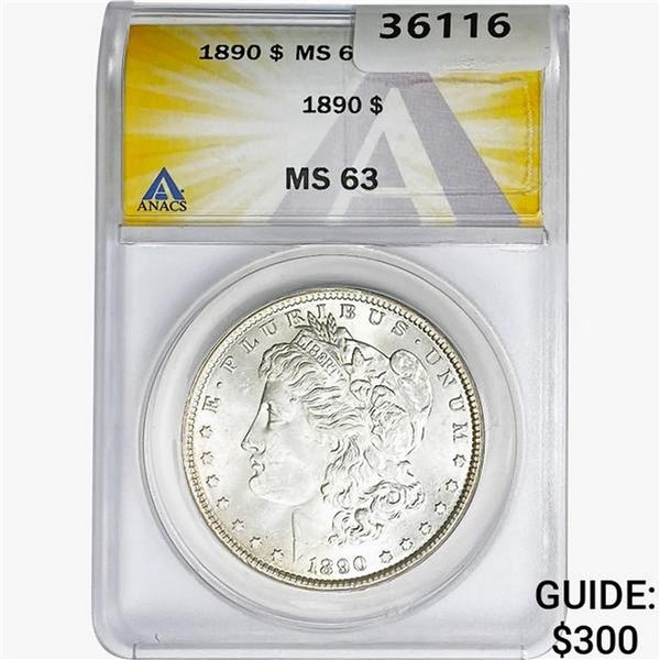 1890 Morgan Silver Dollar ANACS MS63