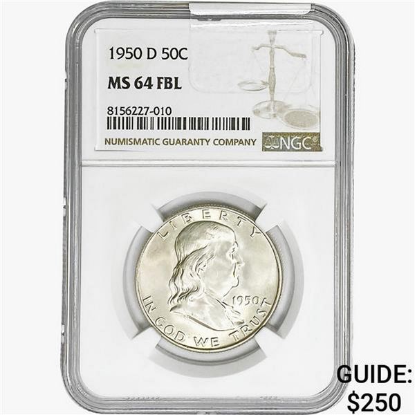 1950-D Franklin Half Dollar NGC MS64 FBL