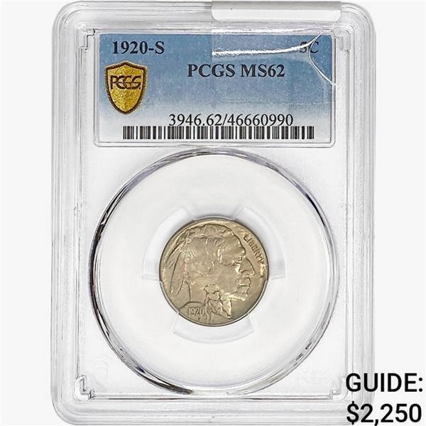 1920-S Buffalo Nickel NGC MS62