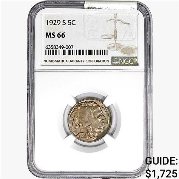 1929-S Buffalo Nickel NGC MS66