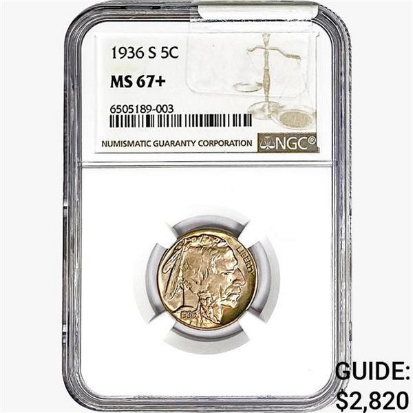 1936-S Buffalo Nickel NGC MS67+