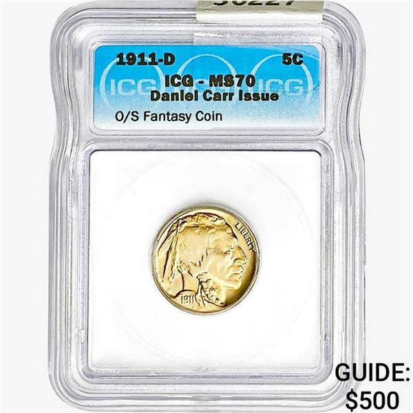 1911-D Buffalo Nickel ICG MS70 O/S Fantasy