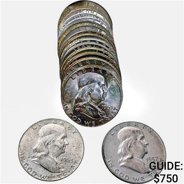 1963 Gem BU Roll of Franklin Half Dollars [16 Coins]