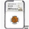 Image 1 : 1865 Indian Head Cent NGC MS63 RB Plain 5