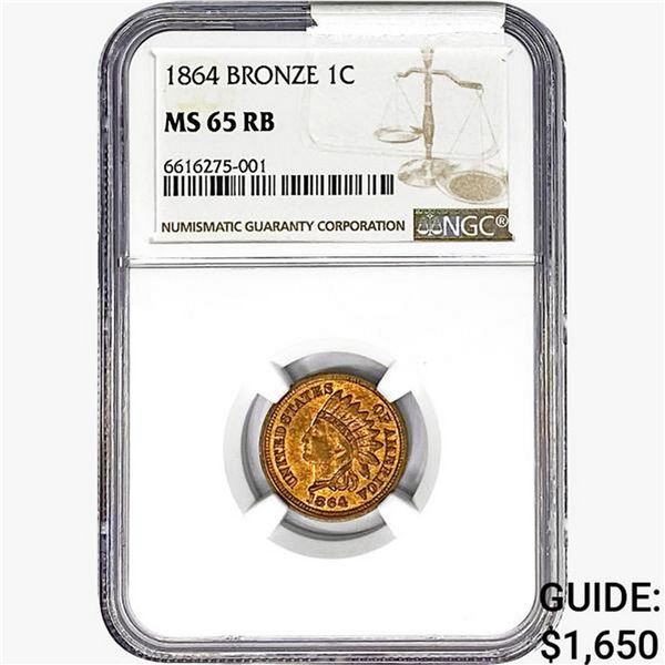 1864 Indian Head Cent NGC MS65 Bronze RB
