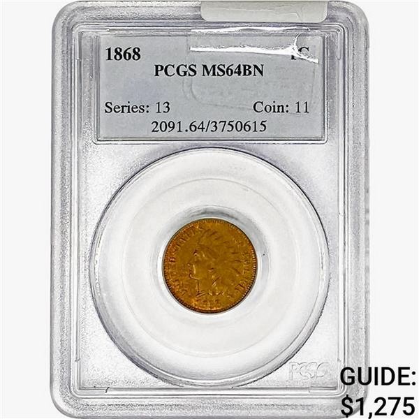 1868 Indian Head Cent PCGS MS64 BN