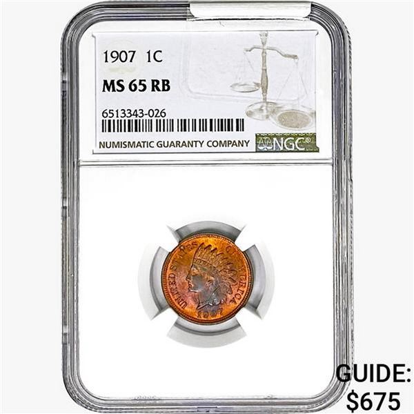 1907 Indian Head Cent NGC MS65 RB