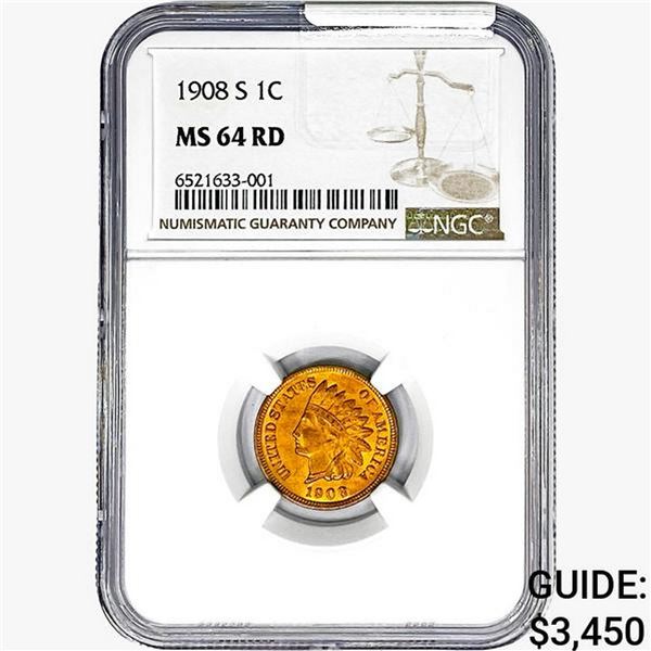 1908-S Indian Head Cent NGC MS64 RD