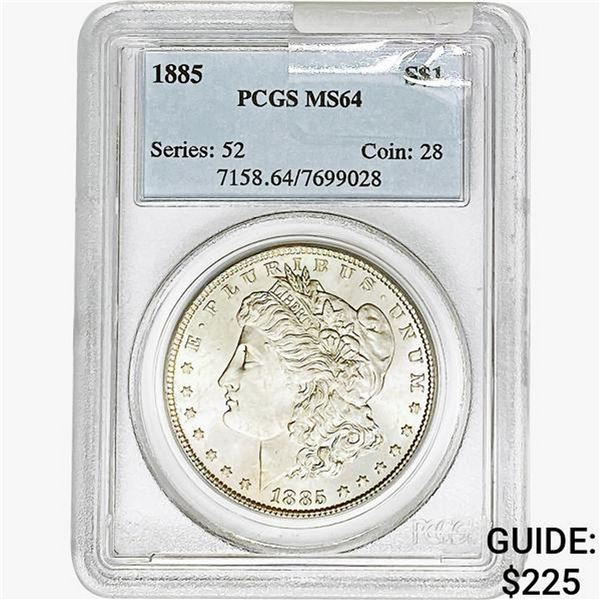 1885 Morgan Silver Dollar PCGS MS64
