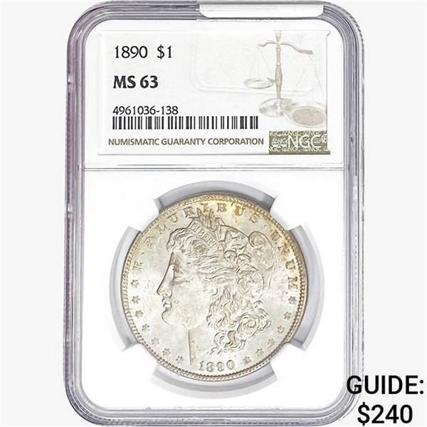 1890 Morgan Silver Dollar NGC MS63