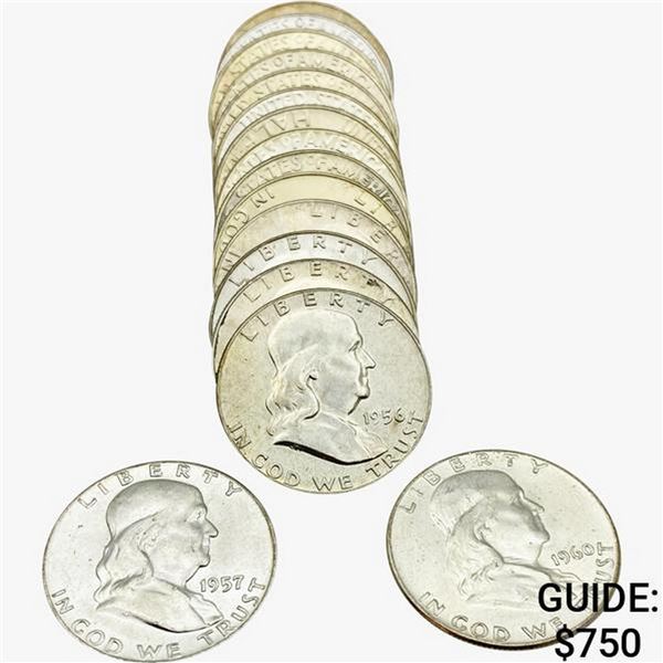1958 Gem BU Roll of Franklin Half Dollars [16 Coins]