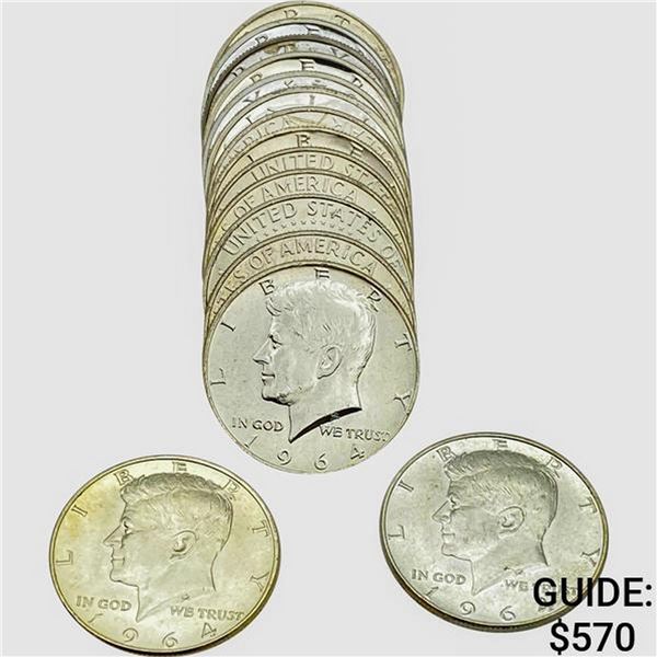 1964 Gem BU Roll of Kennedy Half Dollars [15 Coins]