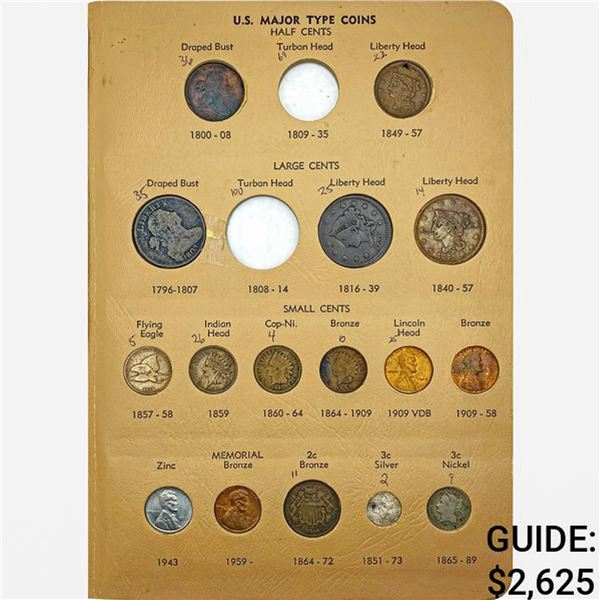 1803-2019 US Type Set Collection [70 Coins]