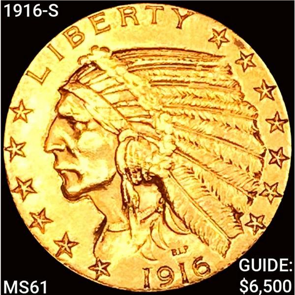 1916-S $5 Gold Half Eagle UNCIRCULATED