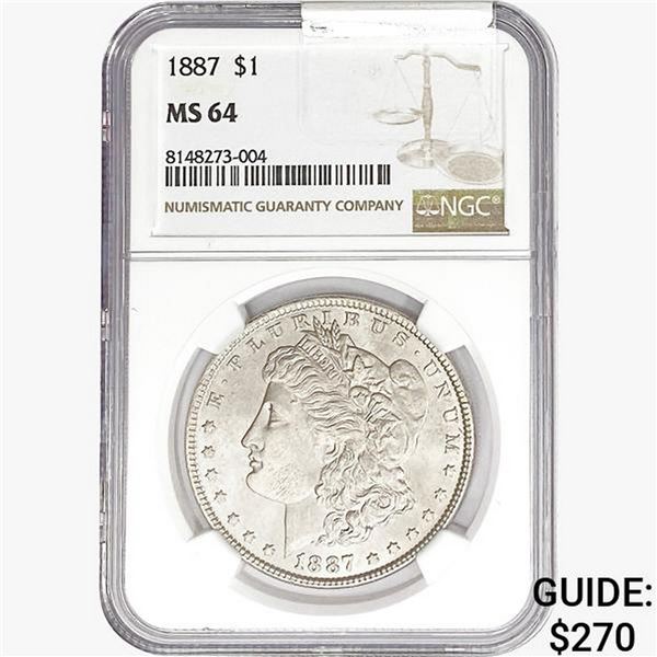 1887 Morgan Silver Dollar NGC MS64