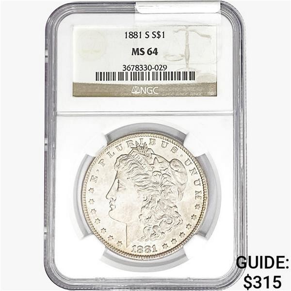1881-S Morgan Silver Dollar NGC MS64